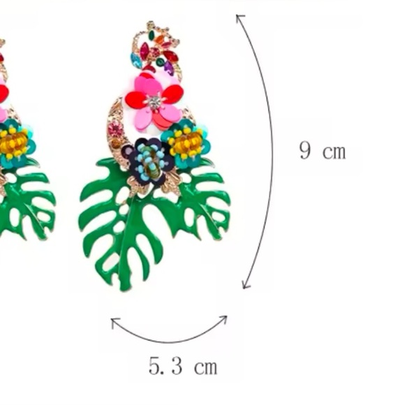 Zara Rio Pink Colorful Floral Statement Earrings - Picture 4 of 6